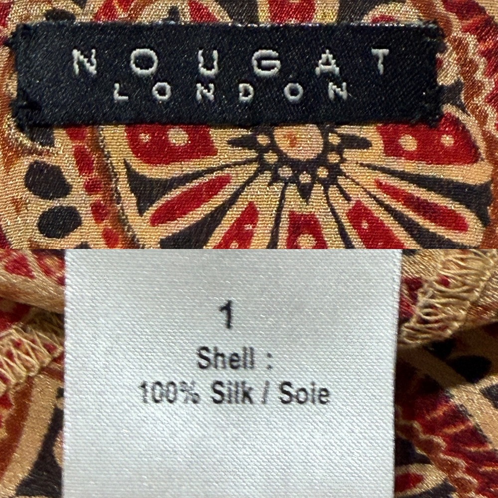 Nougat London Silk Boho Luxe Art Girl Blouse Medallion Print Top Small - Picture 5 of 8